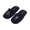 Custom Black Terry Spa Slippers with Gold Embroidery – Luxury Hotel Slippers Manufacturer