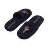 Custom Black Terry Spa Slippers with Gold Embroidery – Luxury Hotel Slippers Manufacturer