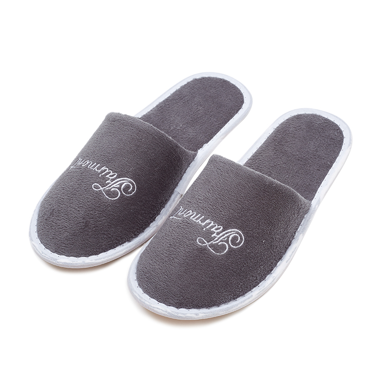 Custom Eco Hotel Slippers with Velour Upper And Cork Sole for Bulk Supply