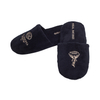 Custom Black Terry Spa Slippers with Gold Embroidery – Luxury Hotel Slippers Manufacturer