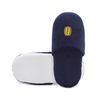 Custom Navy Blue Hotel Slippers with Gold Embroidered Logo - Spa Slippers Bulk Supply & Custom Factory