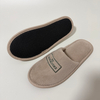 Custom Taupe Coral Fleece Closed Toe Hotel Slippers Manufacturer | Wholesale Embroidered Label Hospitality Slippers