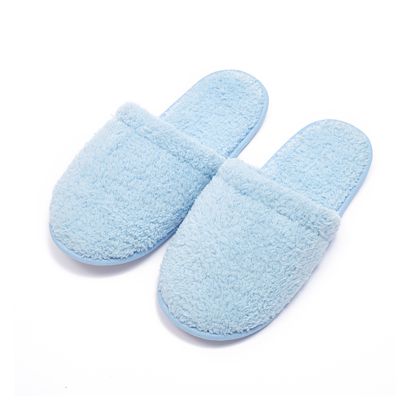 Bulk Blue Coral Fleece Slippers for Hotels & Spas – Comfortable, Customizable, EVE Sole