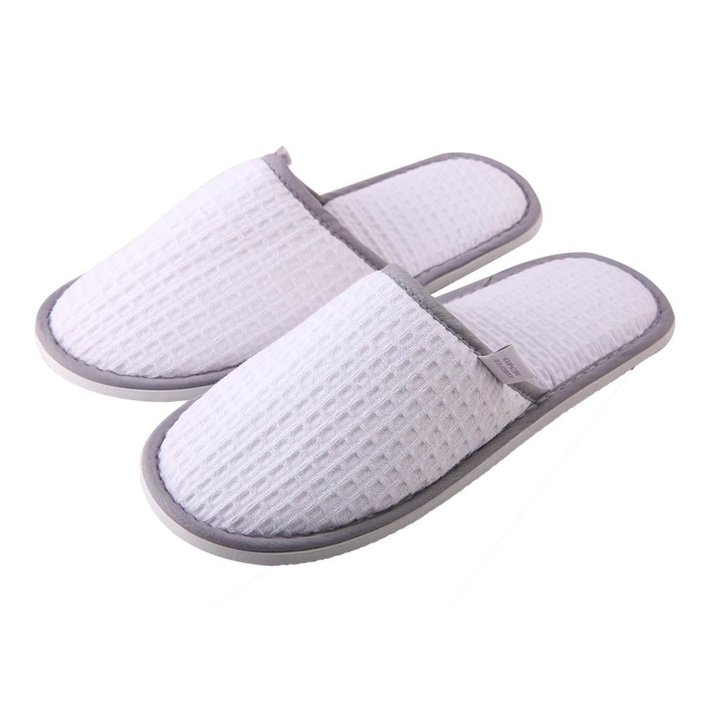 Customizable White Waffle Hotel Slippers – Soft, Lightweight Spa & Guestroom Disposable Slippers