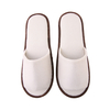 White Open Toe Disposable Spa Slippers with Brown Trim – Hotel Guest Slippers Bulk Supply & Custom Manufacturer
