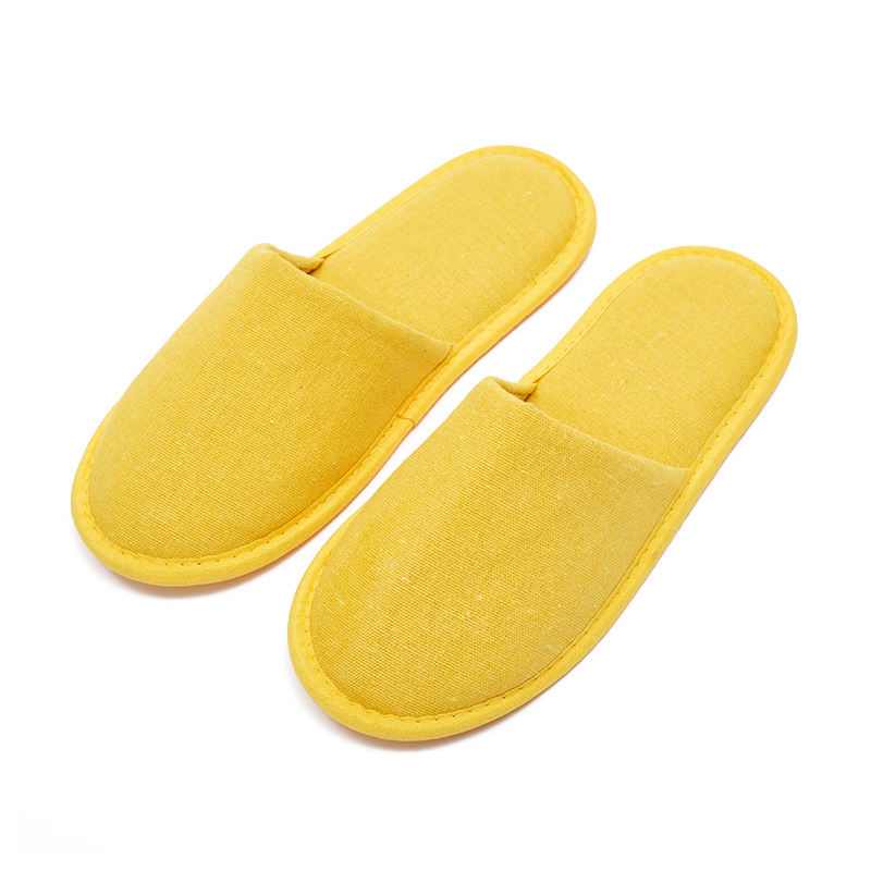 Yellow Velour Hotel Slippers – Breathable Disposable Guest Slippers Bulk Supply & Custom Manufacturer