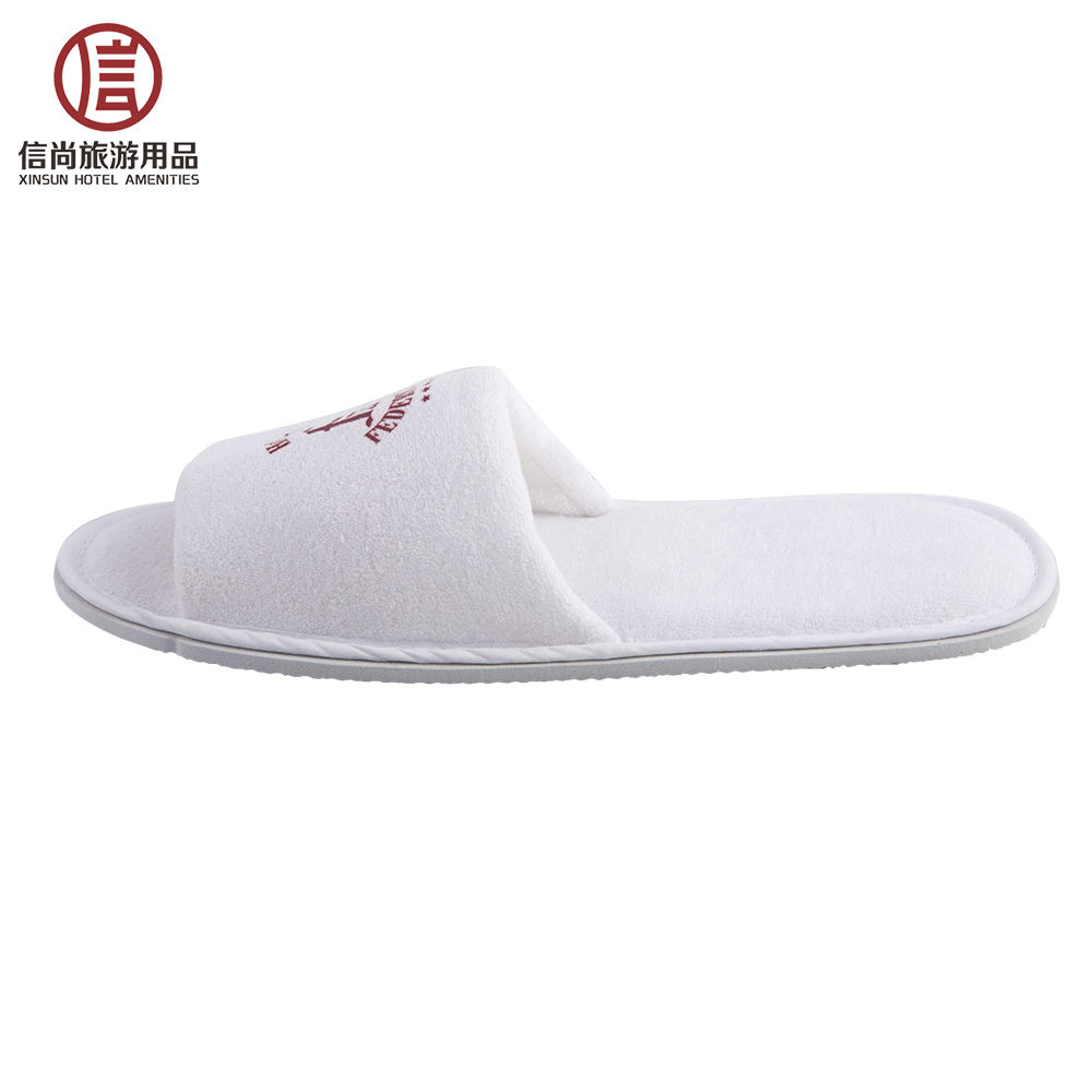 White Open Toe Hotel Slippers - Soft Spa Guest Slippers Wholesale & Custom Factory