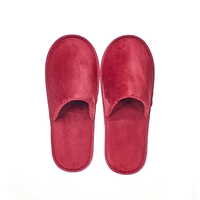 Disposable Red Velour Hotel Slippers – Lightweight Fabric Guest Slippers Bulk Supply & Custom Manufacturer