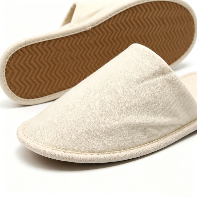 Custom Canvas Hotel Slippers with Cork Sole for Bulk Supply
