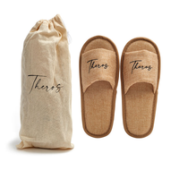 Bulk Eco Hotel Slippers with Linen Upper and Cork Sole for Hotel