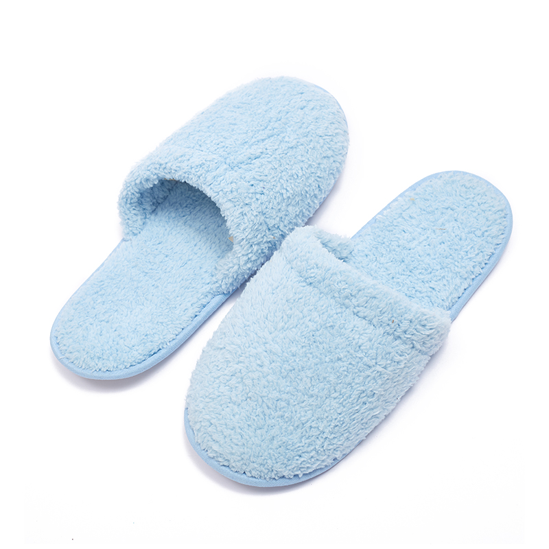 Bulk Blue Coral Fleece Slippers for Hotels & Spas – Comfortable, Customizable, EVE Sole