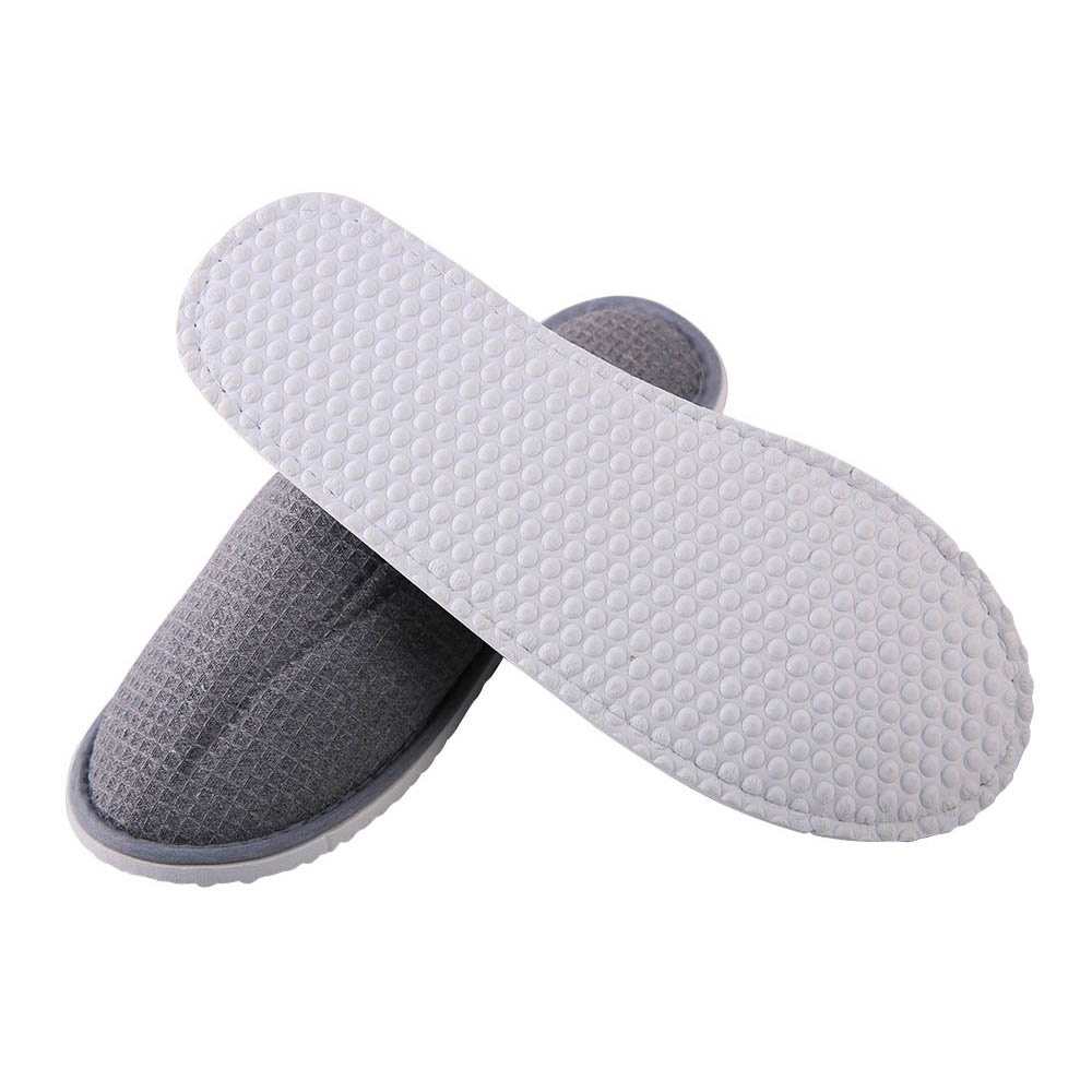 Custom Gray Waffle Hotel Slippers – Soft Non-Slip Spa & Home Comfort, Bulk Supplier & Manufacturer