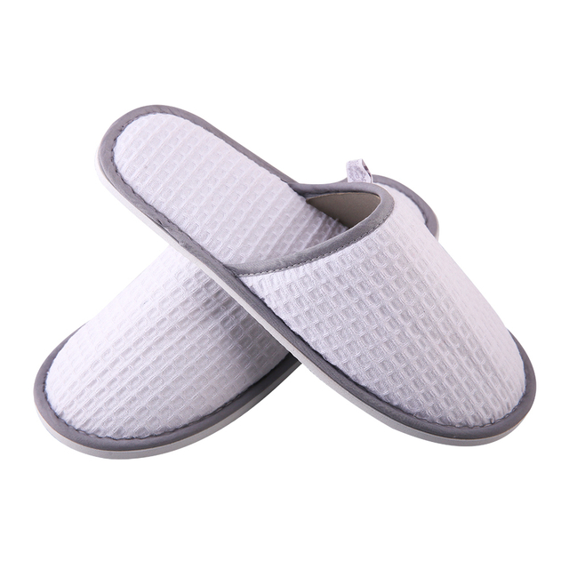 Customizable White Waffle Hotel Slippers – Soft, Lightweight Spa & Guestroom Disposable Slippers