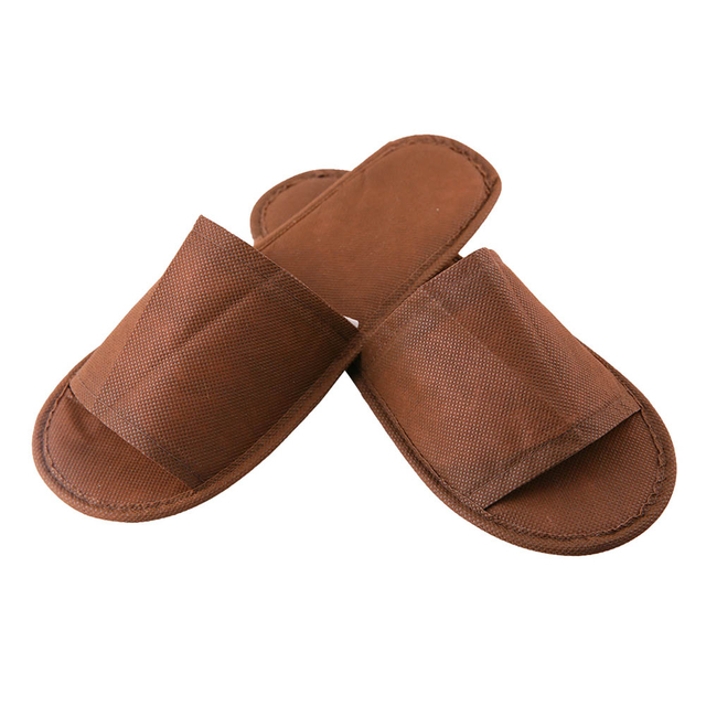 Custom Brown Non-Woven Hotel Slippers – Bulk Disposable EVA Non-Slip Footwear for Hotels, B2B Supplier & Manufacturer