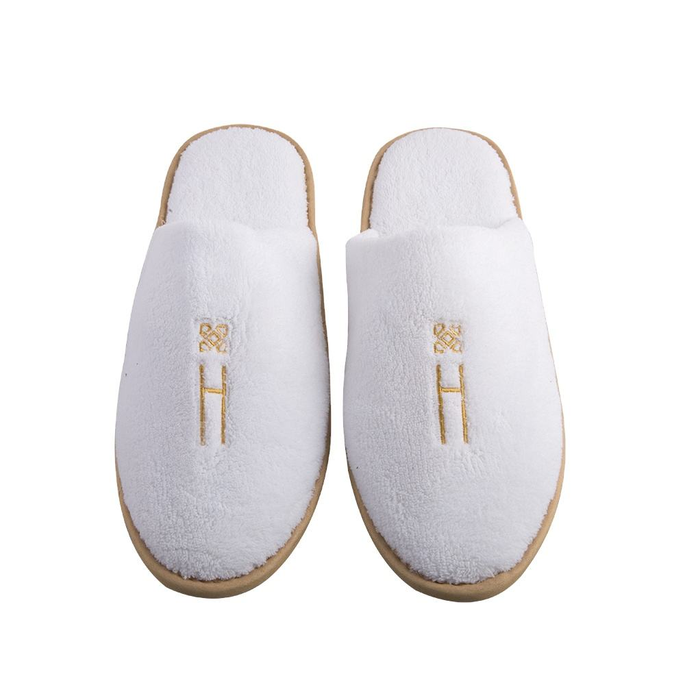 White Coral Fleece Hotel Slippers for Custom Orders