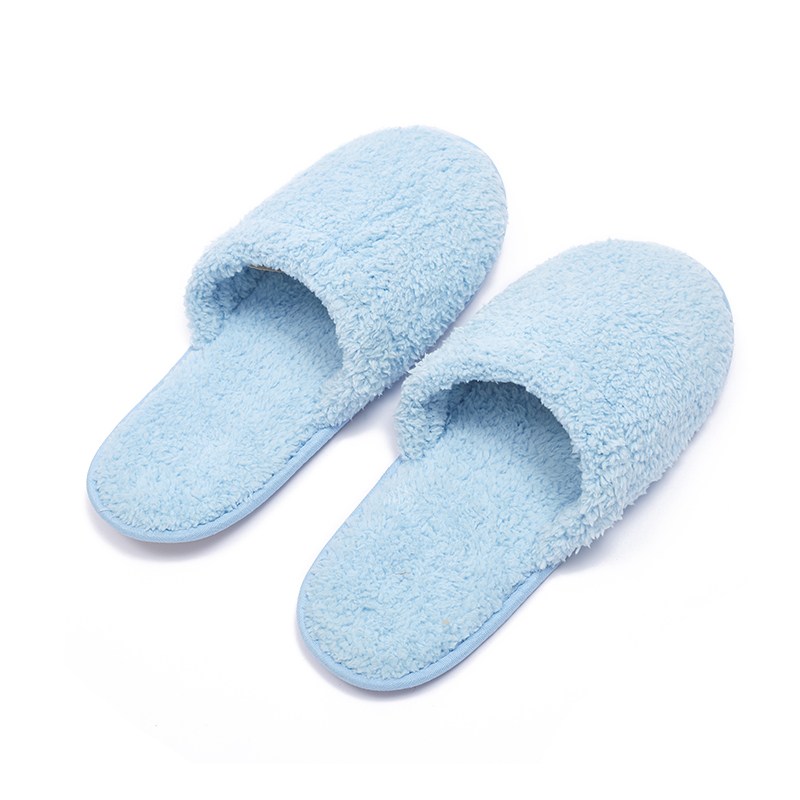 Bulk Blue Coral Fleece Slippers for Hotels & Spas – Comfortable, Customizable, EVE Sole