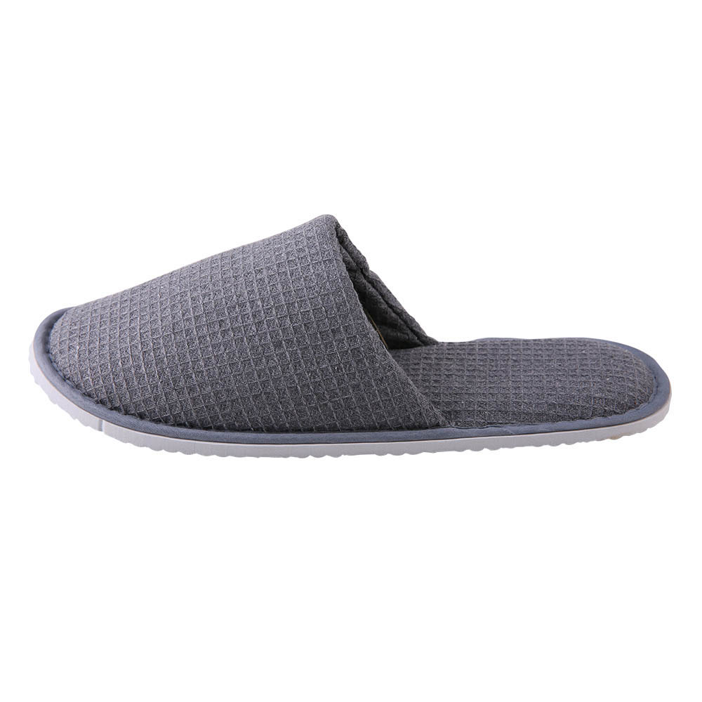 Custom Gray Waffle Hotel Slippers – Soft Non-Slip Spa & Home Comfort, Bulk Supplier & Manufacturer