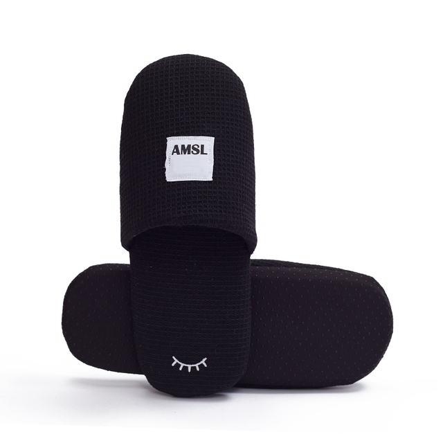 Custom Black Waffle Hotel Slippers – Spa & Luxury Disposable Footwear for Hotels, B2B Supplier & Manufacturer