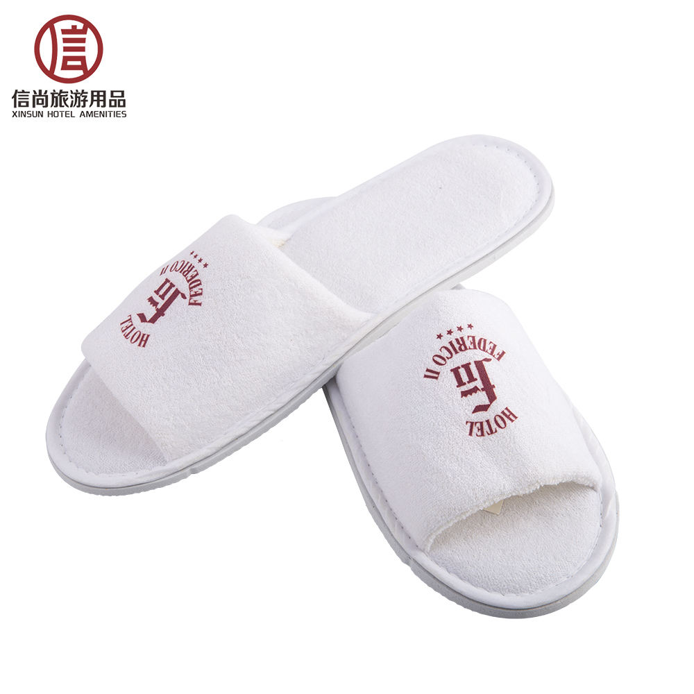 White Open Toe Hotel Slippers - Soft Spa Guest Slippers Wholesale & Custom Factory