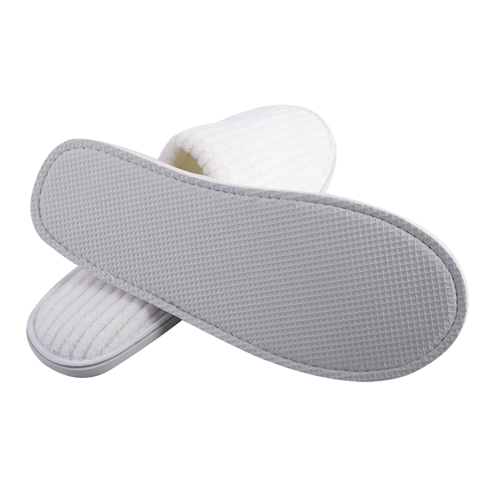 Custom Striped Coral Fleece Slippers Bulk Hotels Slippers for Spa