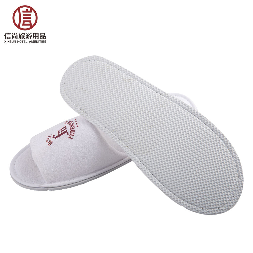 White Open Toe Hotel Slippers - Soft Spa Guest Slippers Wholesale & Custom Factory