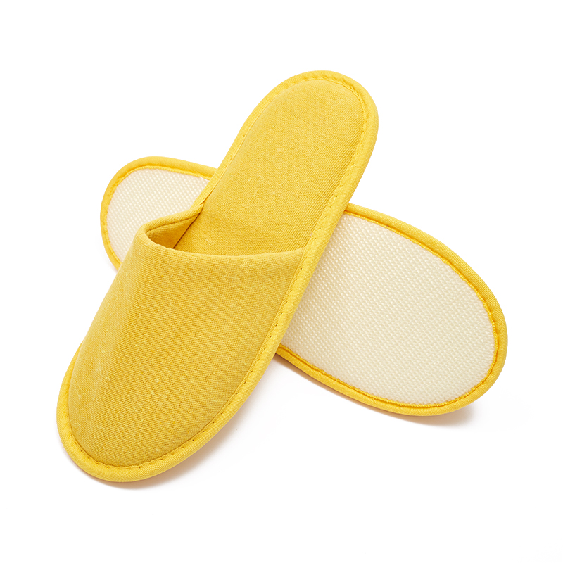 Yellow Velour Hotel Slippers – Breathable Disposable Guest Slippers Bulk Supply & Custom Manufacturer