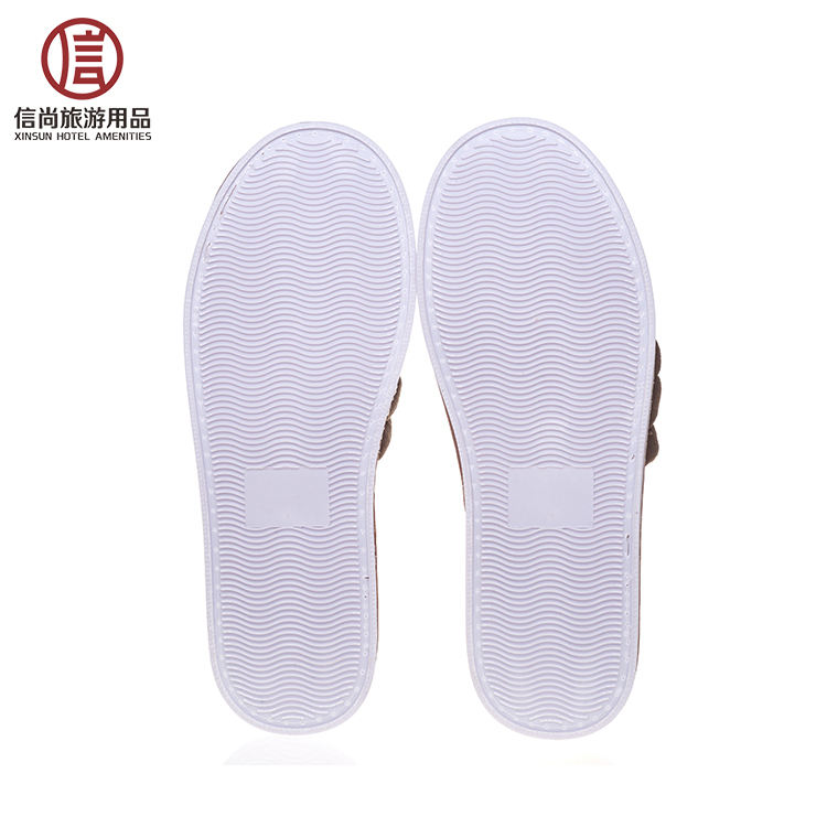Brown Velour Crossband Hotel Slippers – Comfortable Slide Spa Guest Slippers Bulk Supply & Custom Manufacturer