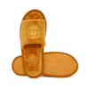 Golden Velour Open Toe Hotel Spa Slippers with Non-Slip Sole – Luxury Guest Slippers Bulk Supply & Custom Manufacturer