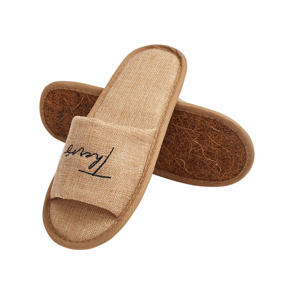 Bulk Eco Hotel Slippers with Linen Upper and Cork Sole for Hotel