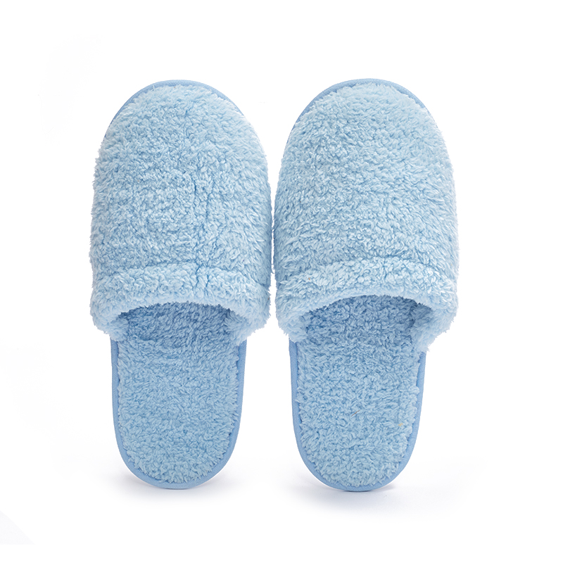 Bulk Blue Coral Fleece Slippers for Hotels & Spas – Comfortable, Customizable, EVE Sole