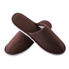 Custom Brown Waffle Hotel Slippers – Soft EVA Sole, Spa & Hospitality Disposable Footwear for Bulk Orders