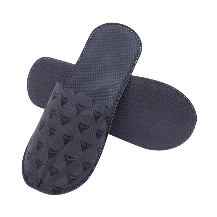 Factory Direct Gray Printed Non-Woven Hotel Slippers – Affordable One-Piece Disposable Footwear for Bulk Hotels & SPA