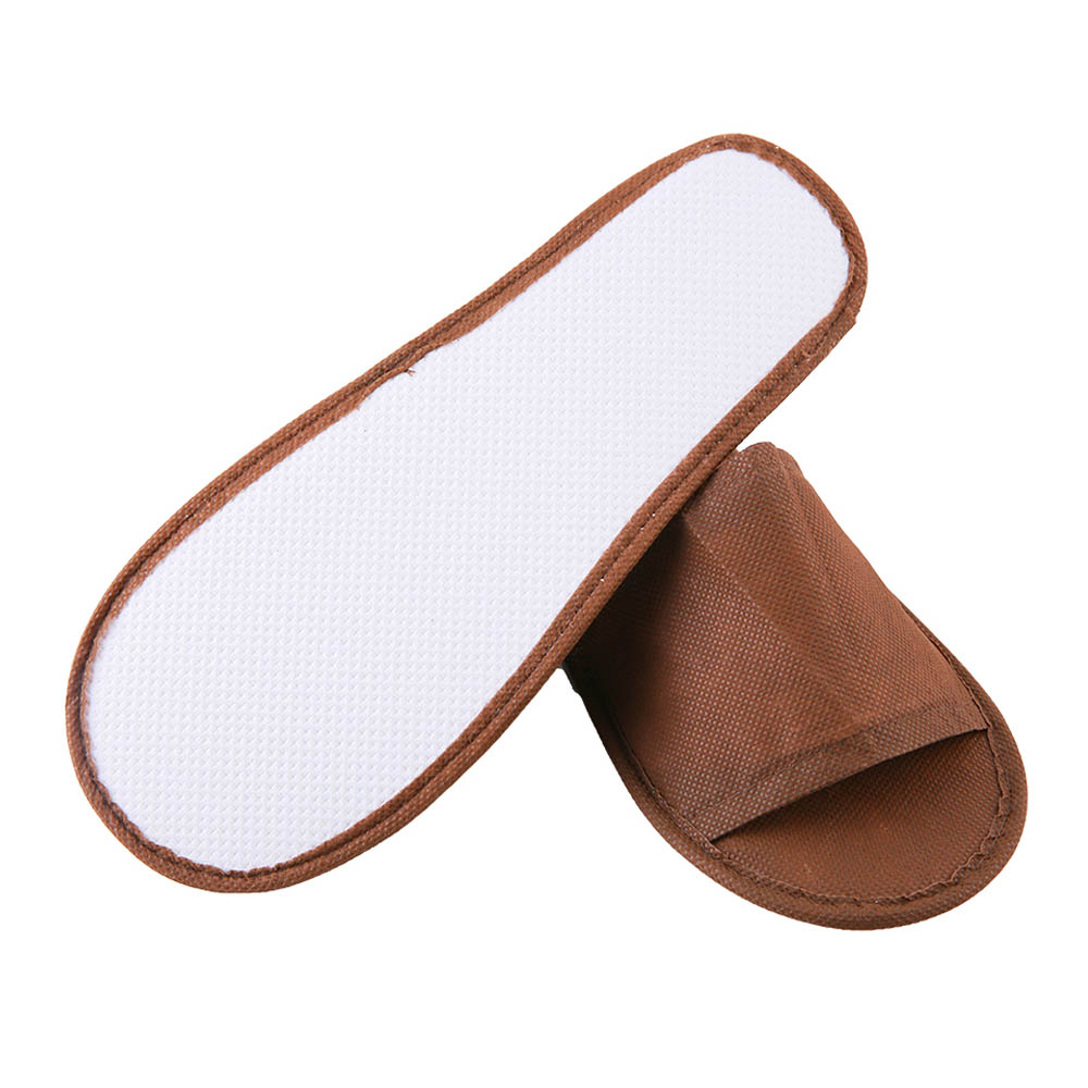 Custom Brown Non-Woven Hotel Slippers – Bulk Disposable EVA Non-Slip Footwear for Hotels, B2B Supplier & Manufacturer