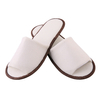 White Open Toe Disposable Spa Slippers with Brown Trim – Hotel Guest Slippers Bulk Supply & Custom Manufacturer