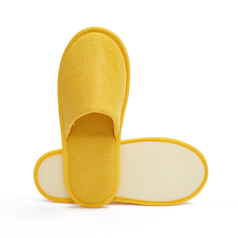 Yellow Velour Hotel Slippers – Breathable Disposable Guest Slippers Bulk Supply & Custom Manufacturer