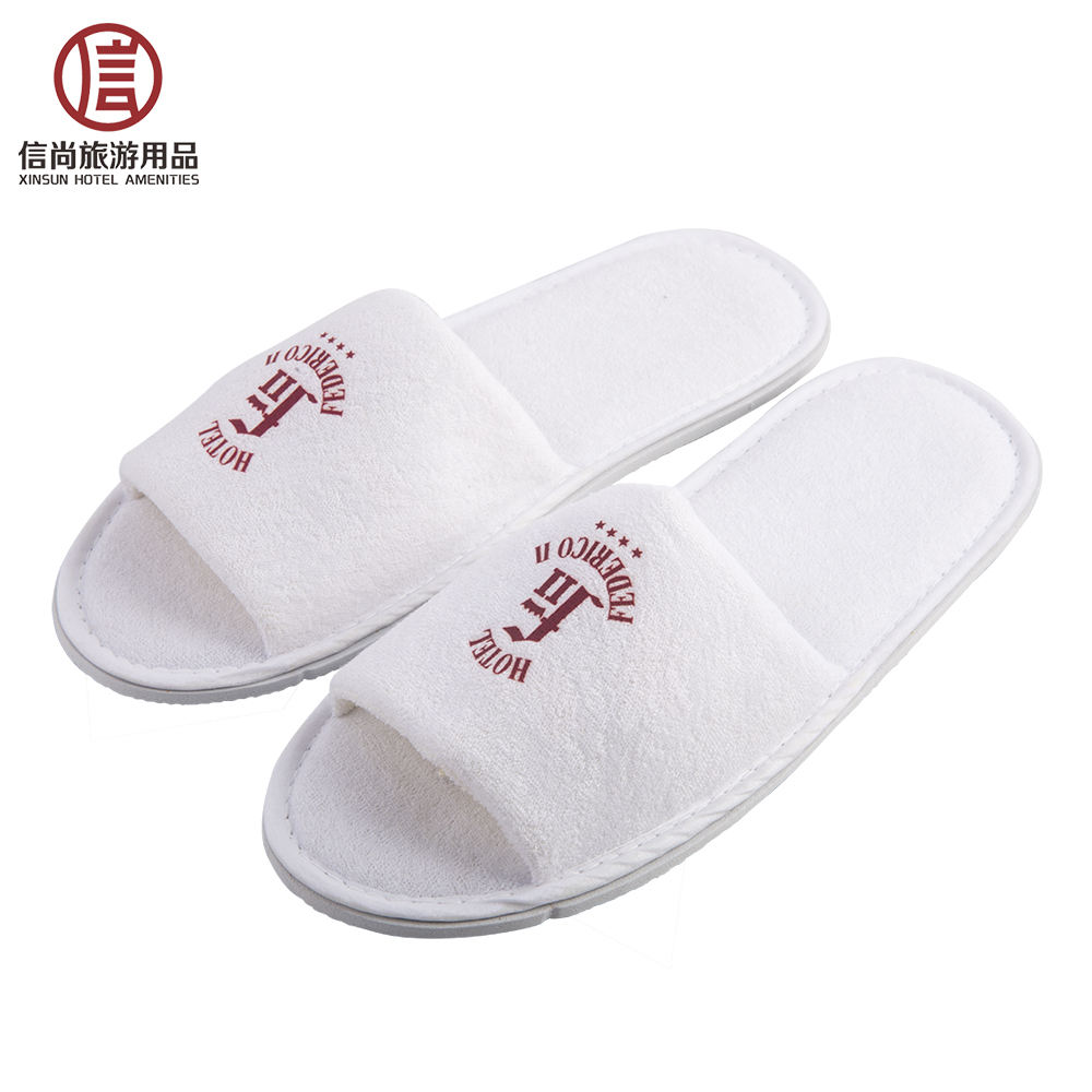 White Open Toe Hotel Slippers - Soft Spa Guest Slippers Wholesale & Custom Factory