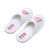 White Terry Hotel Slippers with Pink Embroidered Logo – Custom Spa Guest Slippers Bulk Supply & Factory Direct