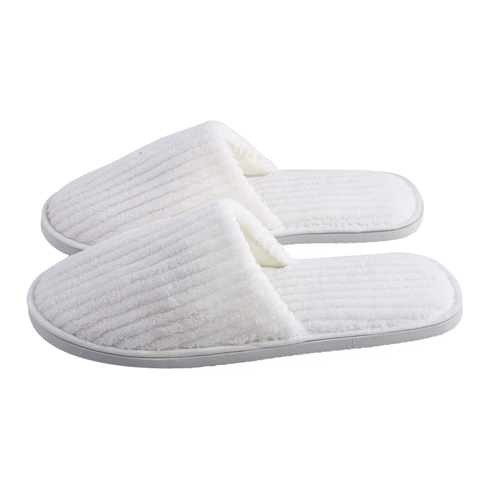 Custom Striped Coral Fleece Slippers Bulk Hotels Slippers for Spa