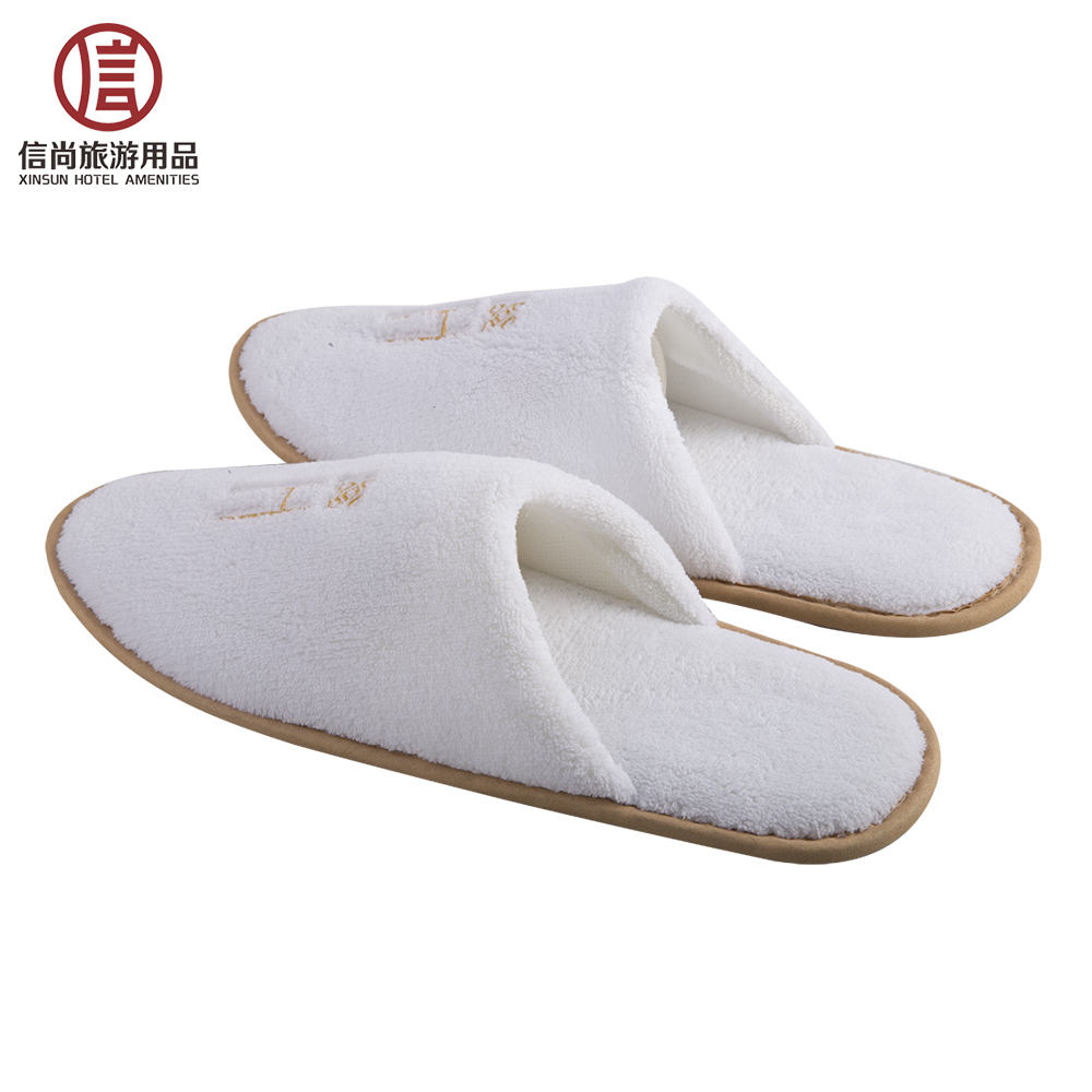 White Coral Fleece Hotel Slippers for Custom Orders