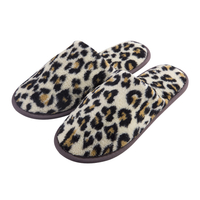 OEM Coral Fleece Hotel Slippers Leopard Print Custom Logo Hotel Slippers Bulk Supply