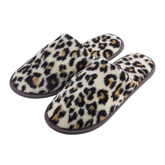 OEM Coral Fleece Hotel Slippers Leopard Print Custom Logo Hotel Slippers Bulk Supply