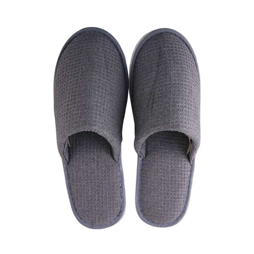 Custom Gray Waffle Hotel Slippers – Soft Non-Slip Spa & Home Comfort, Bulk Supplier & Manufacturer