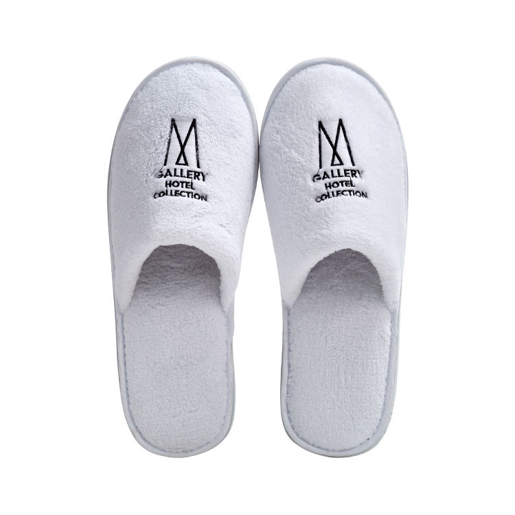 Custom Embroidered Coral Fleece Hotel Slippers – Luxury Soft Disposable SPA & Hospitality Footwear
