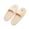 Factory Direct Beige Velour Hotel Slippers – Custom Embroidered Logo Disposable Slippers for Luxury Hotels & SPA Bulk Supply