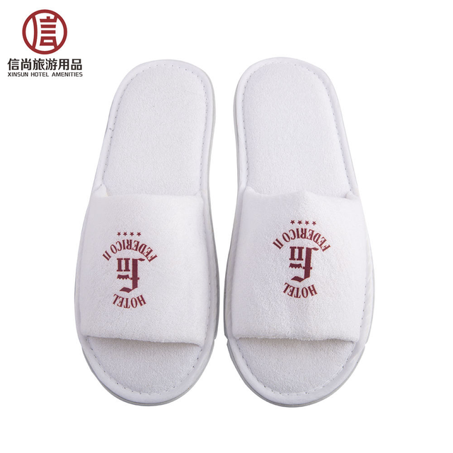 White Open Toe Hotel Slippers - Soft Spa Guest Slippers Wholesale & Custom Factory