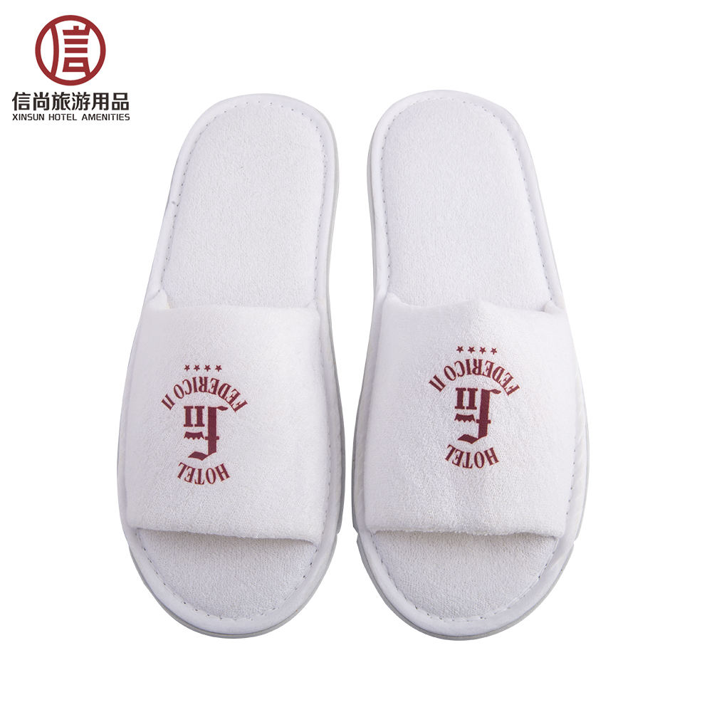White Open Toe Hotel Slippers - Soft Spa Guest Slippers Wholesale & Custom Factory
