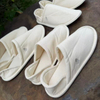 Resort hotel slippers made of light rice cotton canvas fabric with heel wrap