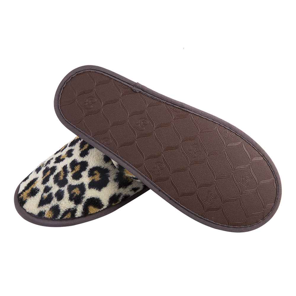 OEM Coral Fleece Hotel Slippers Leopard Print Custom Logo Hotel Slippers Bulk Supply