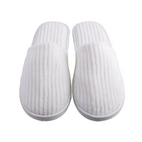 Custom Striped Coral Fleece Slippers Bulk Hotels Slippers for Spa