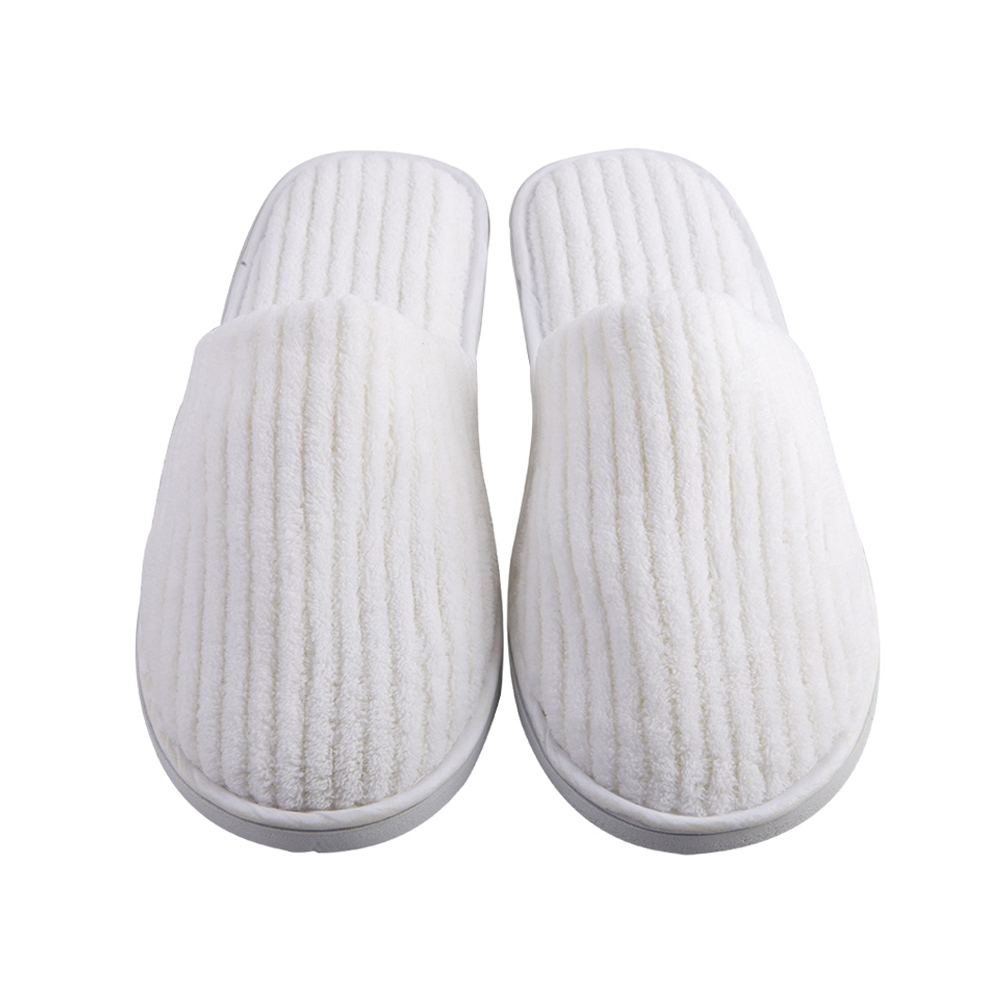 Custom Striped Coral Fleece Slippers Bulk Hotels Slippers for Spa